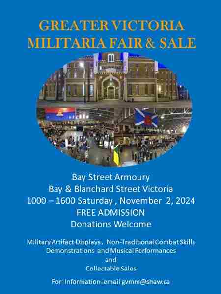 2024 Greater Victoria Militaria Fair and Sale in Victoria on 2 Nov