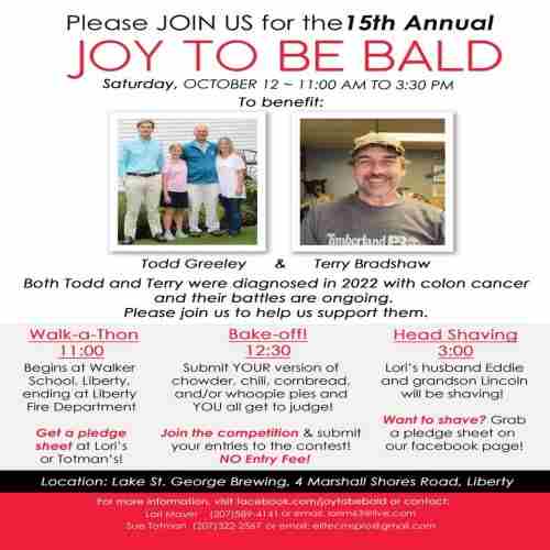 15th Annual Joy to be Bald Cancer Fundraiser for Todd Greeley and Terry Bradshaw in Liberty on 12 Oct