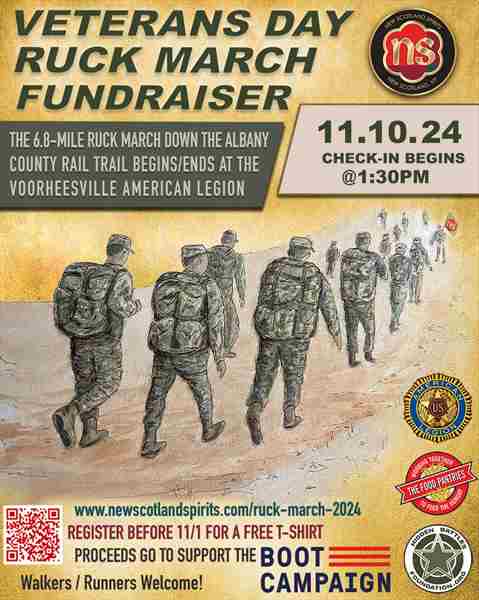 Annual Veterans Day Ruck March benefiting Veterans in Voorheesville on 10 Nov