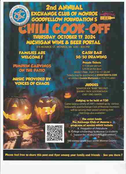 Exchange Club of Monroe 2nd Annual Chili Cookoff in Monroe on 17 Oct