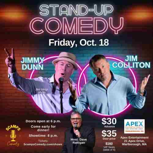 Comedy at Apex Entertainment Marlborough: Jimmy Dunn and Jim Colliton in Marlborough on 18 Oct