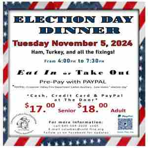 Election Day Dinner in New York on 5 Nov