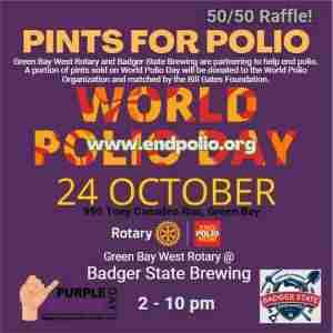 Pints for Polio at Badger State Brewing in Green Bay on 24 Oct