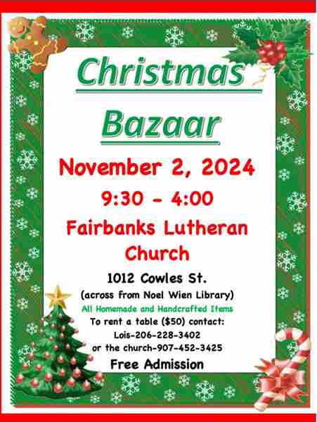 Fairbanks Lutheran Church Christmas Bazaar in Fairbanks on 2 Nov