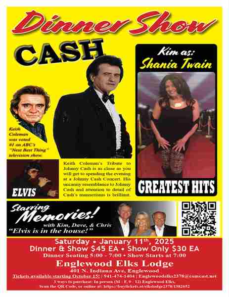 "JOHNNY CASH" and "SHANIA TWAIN" TRIBUTE DINNER SHOW in Englewood on 11 Jan