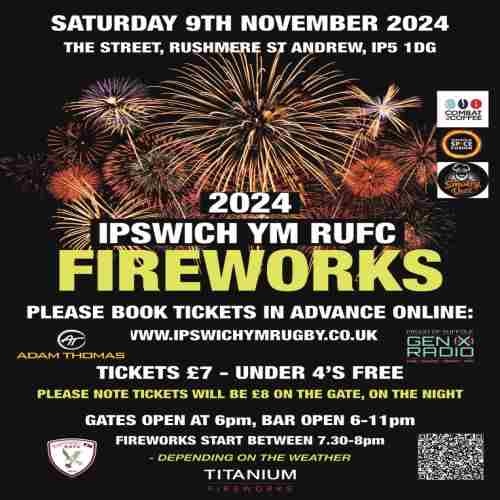 IPSWICH YM RUFC FIREWORKS DISPLAY in Ipswich on 9 Nov