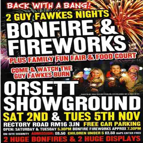 BONFIRE AND FIREWORKS in Grays on 2 Nov