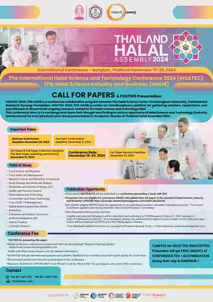 The International Halal Science and Technology Conference 2024 (IHSATEC) in Bangkok on 19 Dec