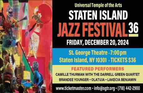 UTA Staten Island JAZZ Festival 36 Returns to the St. George Theatre in Staten Island on 20 Dec