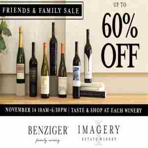 Benziger and Imagery Friends and Family Sale 60% OFF Wine in Glen Ellen on 14 November 2024