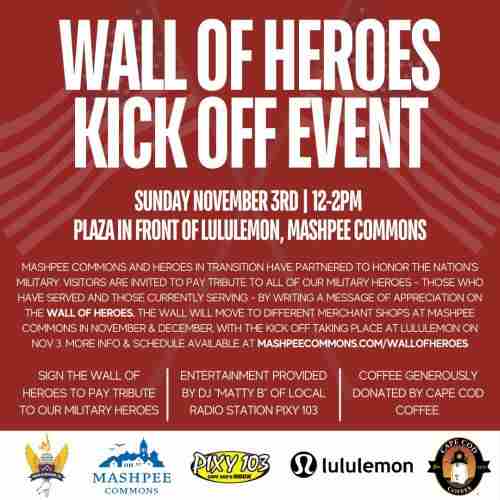 Wall of Heroes Kick Off Campaign at lululemon Mashpee on Sunday November 3rd in Mashpee on 3 Nov