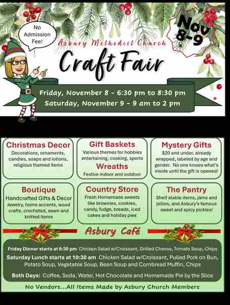 Asbury Methodist Church 2024 Craft Fair in Highland Heights on 8 Nov