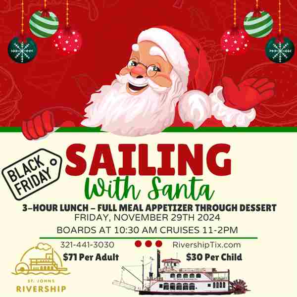 St Johns Rivership Co: Sailing with Santa in Sanford on 29 Nov