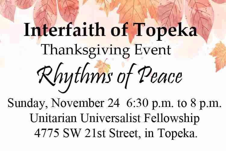 Interfaith of Topeka Thanksgiving Event: Rhythms of Peace in Topeka on 24 Nov