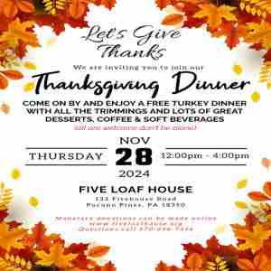 FREE THANKSGIVING DINNER - POCONO PINES in Pocono Pines on 28 Nov