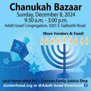 Chanukah Bazaar holiday art fair in Cincinnati on 8 Dec