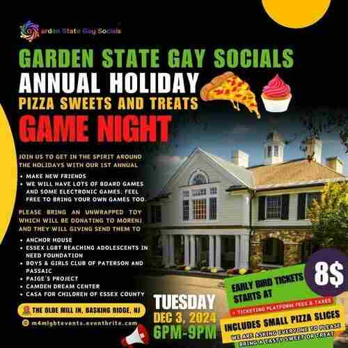 1st Annual Gay Guys Holiday Pizza Sweets and Treats (Game Night) in Bernards on 3 Dec