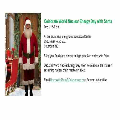 Photos with Santa for World Nuclear Energy Day in North Carolina on 2 Dec