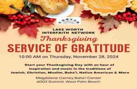 Interfaith Thanksgiving Service of Gratitude in West Palm Beach on 28 Nov