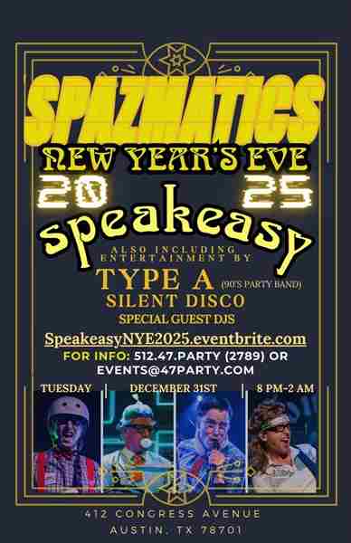 Speakeasy's New Year's Eve with The Spazmatics in Austin on 31 Dec