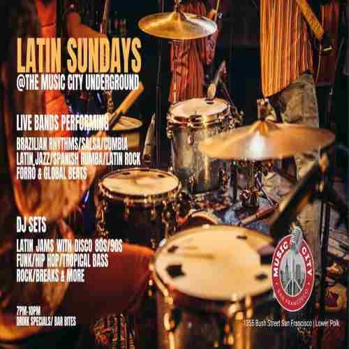 Latin Sundays @ The Music City Live Bands and DJ Sets in California on 29 Dec