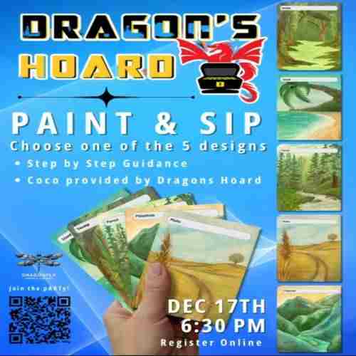 Dragon's Hoard Magic Paint and Sip Night! in Greensboro on 17 Dec