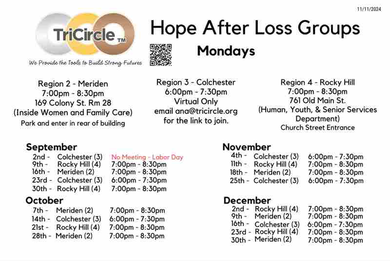 TriCircle's Hope After Loss Support Group in Rocky Hill on 23 Dec