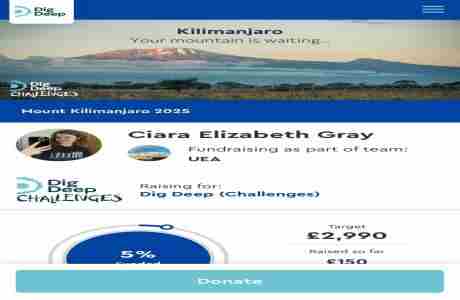 Ciara's Climb of Mount Kilimanjaro in August 2025 as part of Team UEA in Norwich on 1 Aug