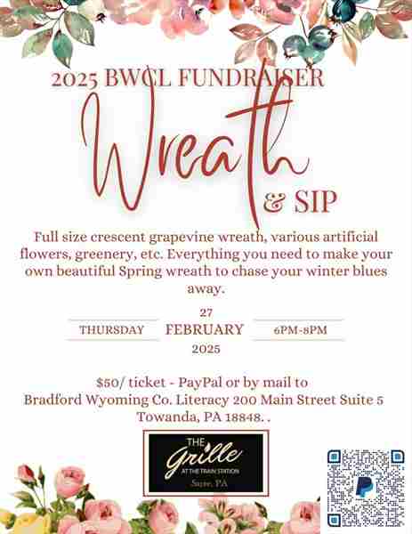 Wreath and Sip in Sayre on 27 Feb