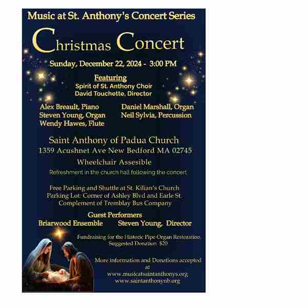 Music at St Anthony's CHRISTMAS CONCERT in New Bedford on 22 Dec