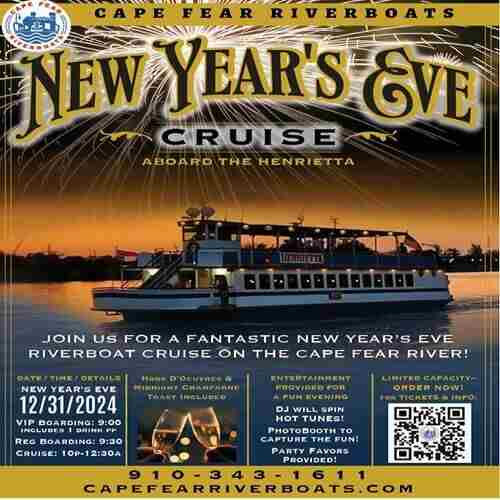 Cape Fear Riverboats NYE Cruise aboard the Henrietta in Wilmington on 31 Dec