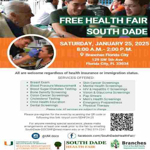 Free South Dade Health Fair - University of Miami Miller School of Medicine in Florida City on 25 Jan