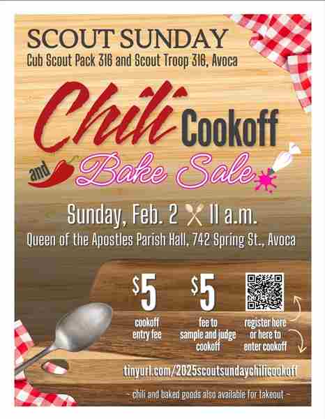 Scout Sunday Services and Chili Cookoff in Avoca on 2 Feb