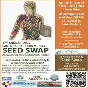 17th Annual Santa Barbara Community Seed Swap Sunday, January 26, 2025 in Santa Barbara on 26 Jan