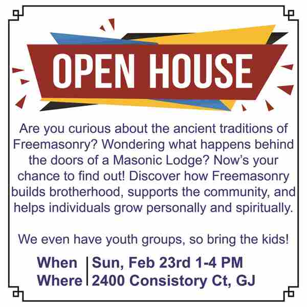 Masonic Open House in Grand Junction on 23 Feb