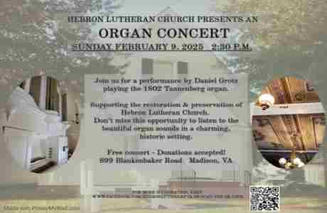 Organ Concert at Hebron Lutheran Church in Madison on 9 Feb