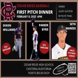 Cedar Ridge HS Baseball First Pitch Dinner in Hillsborough on 08 February 2025