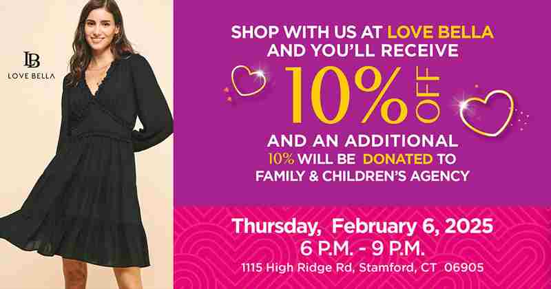 Love Bella and Family and Children's Agency: Shop for a Cause in Stamford on 6 Feb