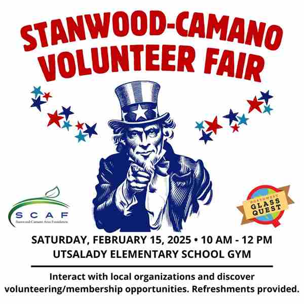 Stanwood-Camano Volunteer Fair; Sat. February 15, 10am-Noon, Utsalady Elementary School Gym in Camano on 15 Feb