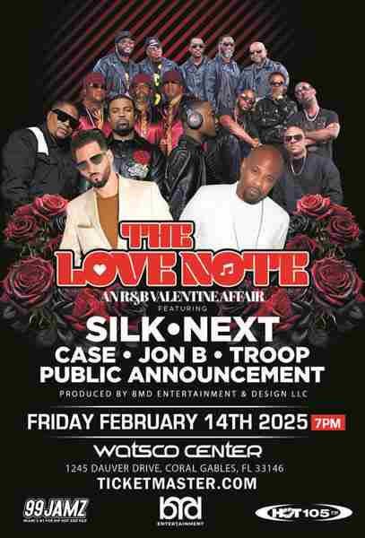 The Love Note: A Valentine's Day Affair  w/ Silk, Case, Jon B, Next, Troop and Public Announcement in Coral Gables on 14 February 2025