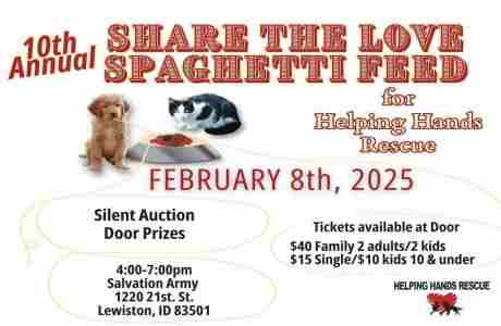 Helping Hands Rescue Spaghetti Feed and Silent Auction in Lewiston on 8 Feb