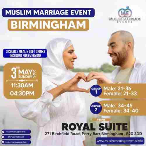 Muslim Marriage Events Birmingham - 2 Age Groups in Birmingham on 3 May