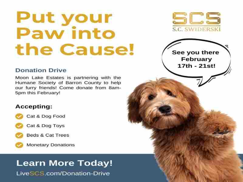 Humane Society Donation Drive in Rice Lake on 17 Feb