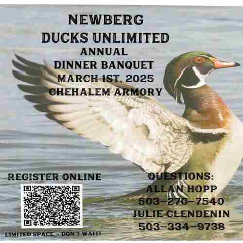 Ducks Unlimited fundraising dinner in Newberg on 1 Mar