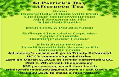 St. Patrick's Afternoon Tea Fundraiser in Bloomsburg on 8 Mar