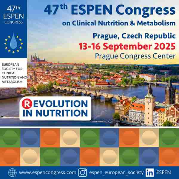 47th ESPEN Congress | 13-16 September 2025 | Prague, Czech Republic in Prague on 13 Sep