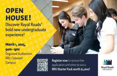 Royal Roads University Open House for Undergraduate Studies in Victoria on 1 Mar