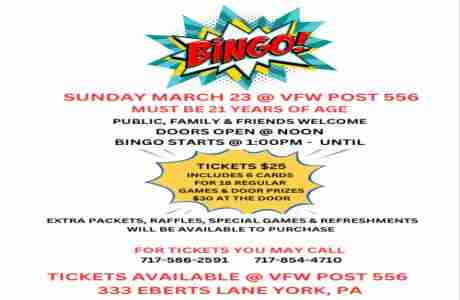 CASH BINGO in York on 23 Mar