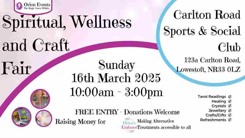 Spiritual Wellness and Craft Fair in Lowestoft on 16 Mar