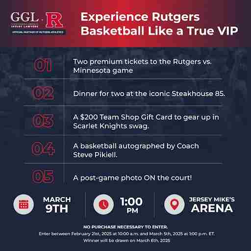 Win a VIP Game Day Package for Rutgers vs Minnesota! in Piscataway on 26 Feb